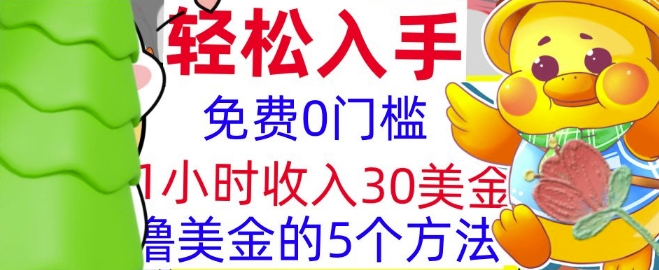 免费撸美刀的5个方法，1小时收入30美刀，0门槛，轻松入手